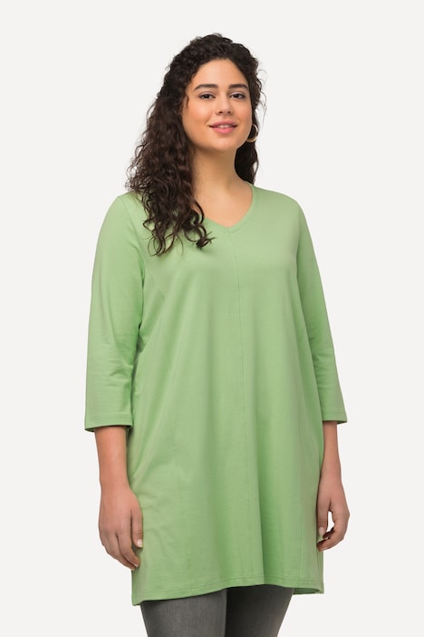 Front Seam V-Neck Pocket A-line Knit Tunic