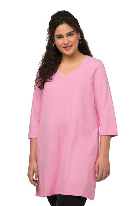 Dlouhé tričko, vídeňské švy, výstřih do V, 3/4 rukávy