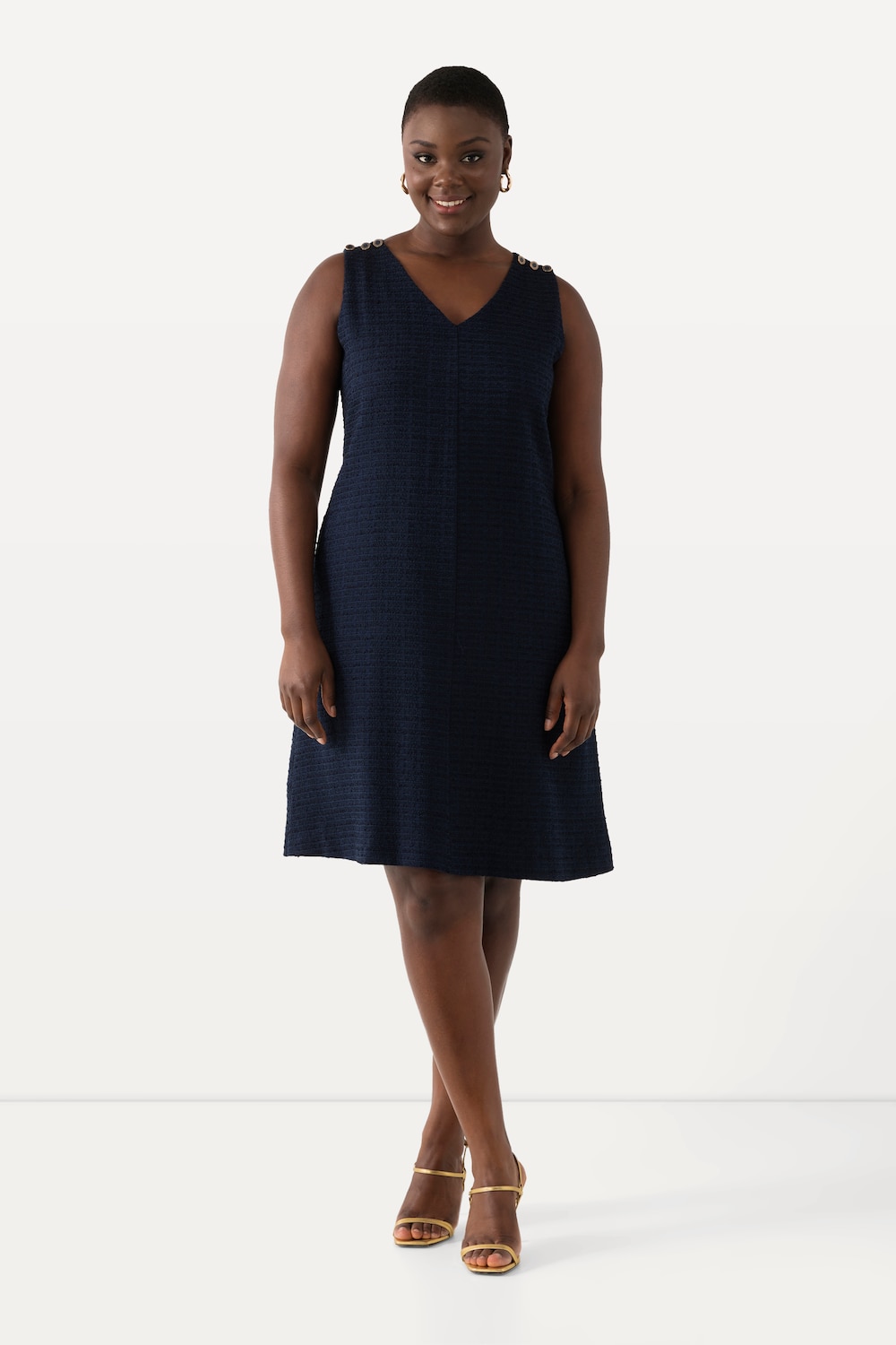 Große Größen Bouclé-Kleid, Damen, blau, Größe: 42/44, Polyester/Viskose/Baumwolle, Ulla Popken