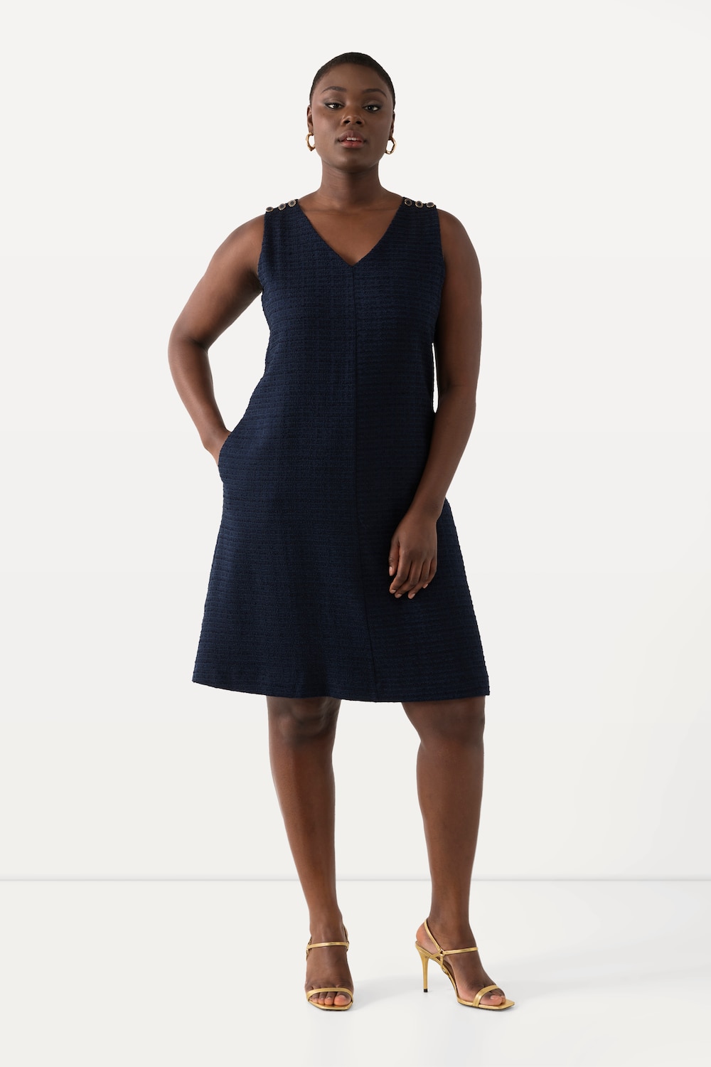 Große Größen Bouclé-Kleid, Damen, blau, Größe: 58/60, Polyester/Viskose/Baumwolle, Ulla Popken