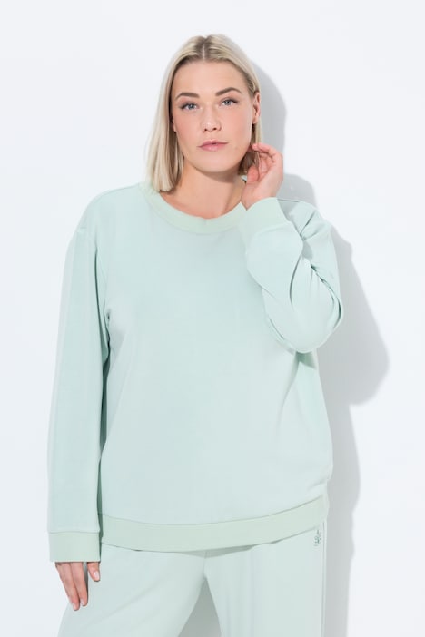 Sweat-shirt de yoga avec découpe dans le dos, manches longues et col rond, coupe Boxy