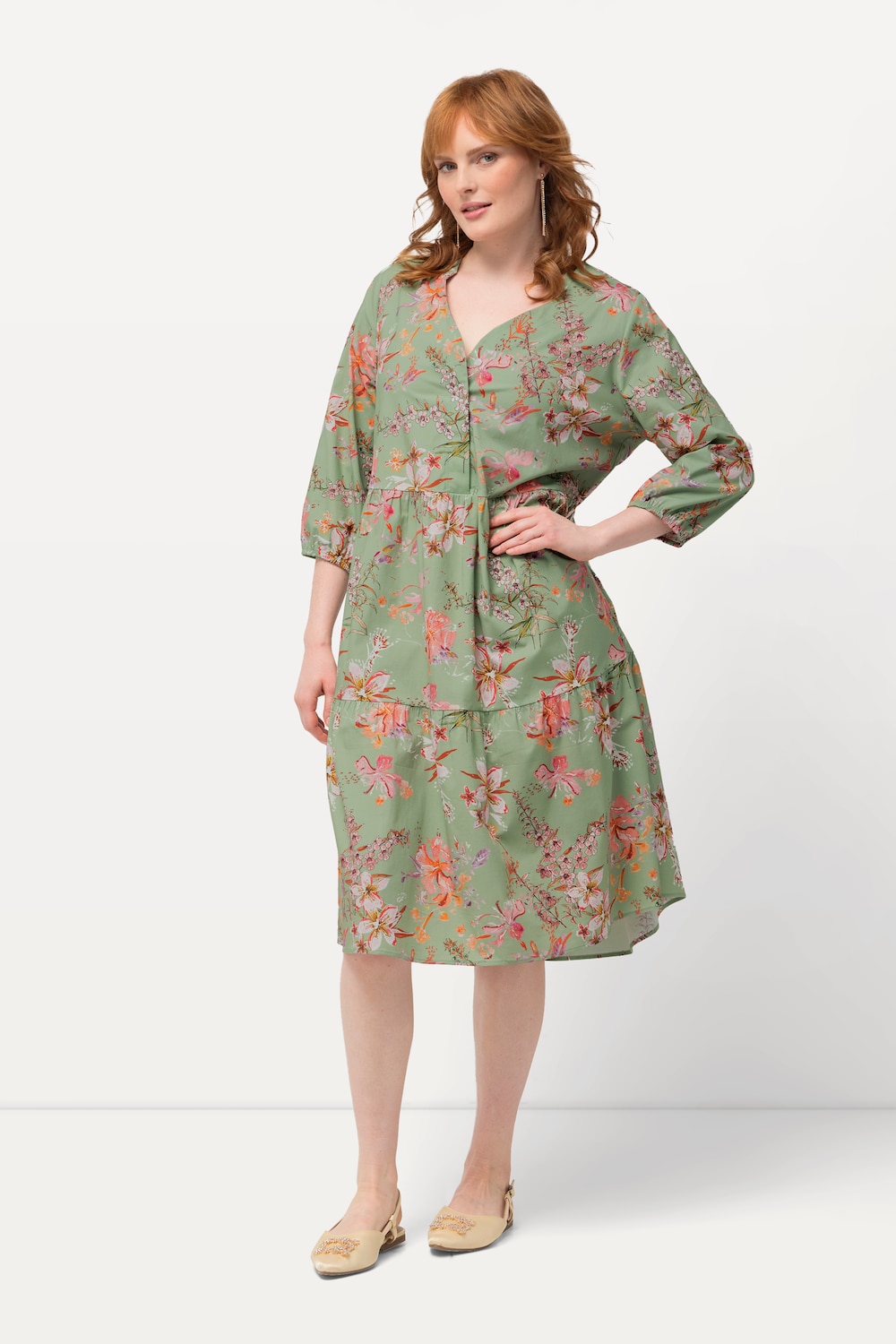 grandes tailles robe tunique, femmes, vert, taille: 56/58, coton, ulla popken