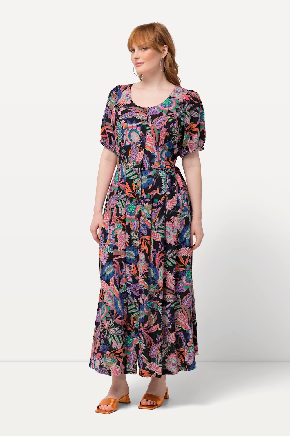 Große Größen Kleid, Damen, schwarz, Größe: 50, Viskose/Leinen, Ulla Popken