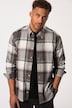 STHUGE rutet skjorte, lange ermer, flanell, modern fit, buttondown-krage, opptil 8XL