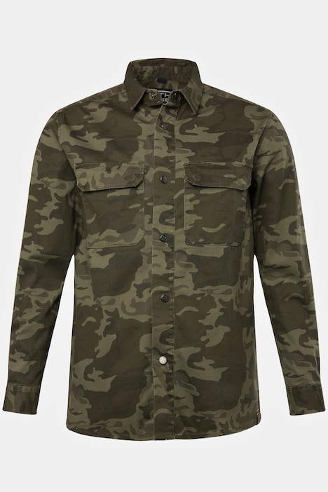 Veste chemisier STHUGE avec technologie FLEXLASTIC®, motif camouflage et col kent. Jusqu'au 8 XL