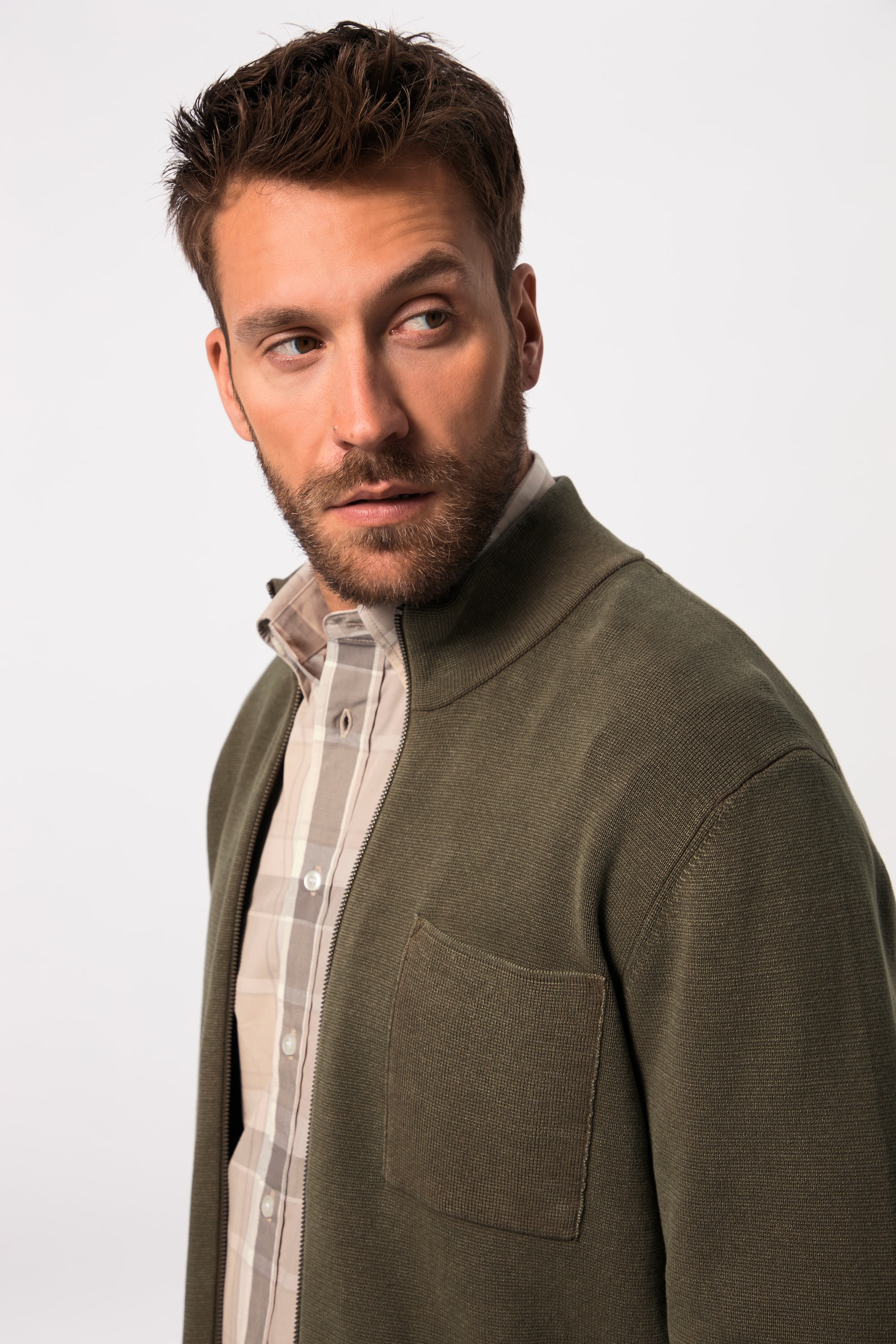 JP 1880 Herren große Größen JP AWARE Strickjacke Strukturstrick Vintage Look