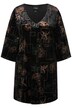 Sametová tunika, metalický potisk, výstřih do V, 3/4 rukávy