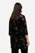 Tunika aksamitna, metaliczny nadruk, dekolt tunika, rękawy 3/4