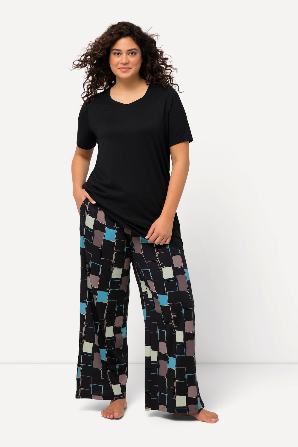 grandes tailles pyjama, femmes, noir, taille: 48/50, coton/fibres synthétiques, ulla popken