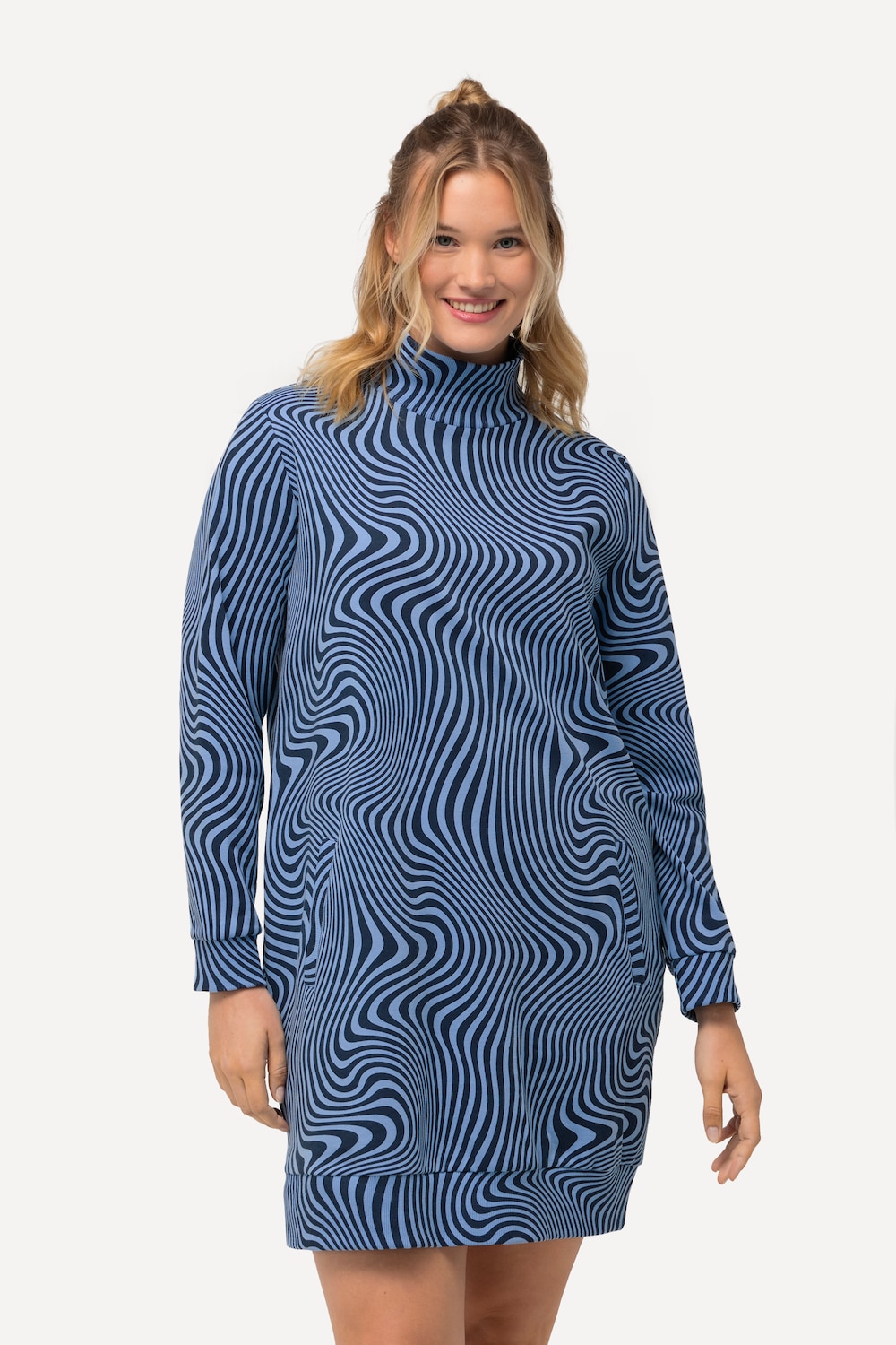 Große Größen Loungewear-Kleid, Damen, blau, Größe: 50/52, Baumwolle/Polyester, Ulla Popken