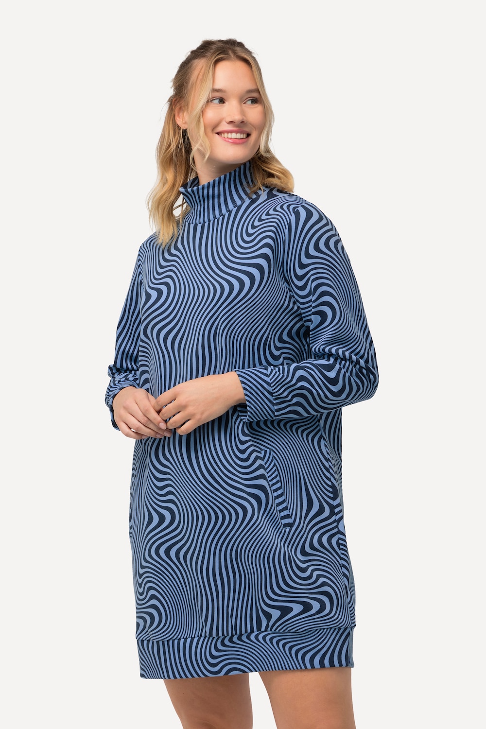 Grote Maten Loungewear jurk, Dames, blauw, Maat: 46/48, Katoen/Polyester, Ulla Popken
