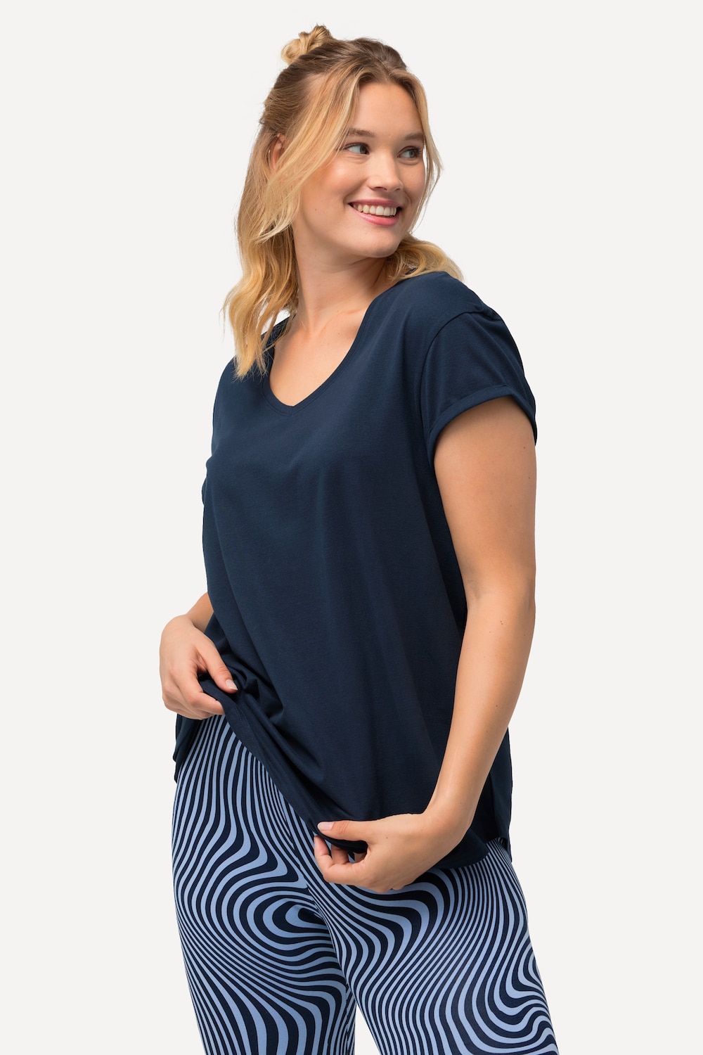 Grote Maten Loungewear-shirt, Dames, blauw, Maat: 42/44, Katoen, Ulla Popken