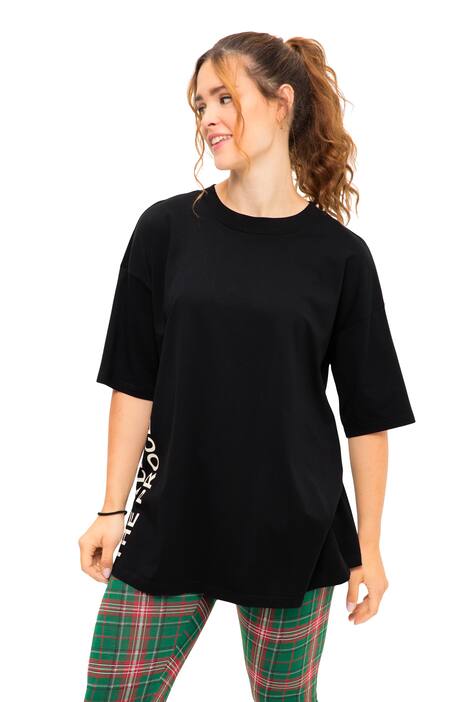 Dlouhé tričko, oversize, nápis, kulatý výstřih, krátké rukávy