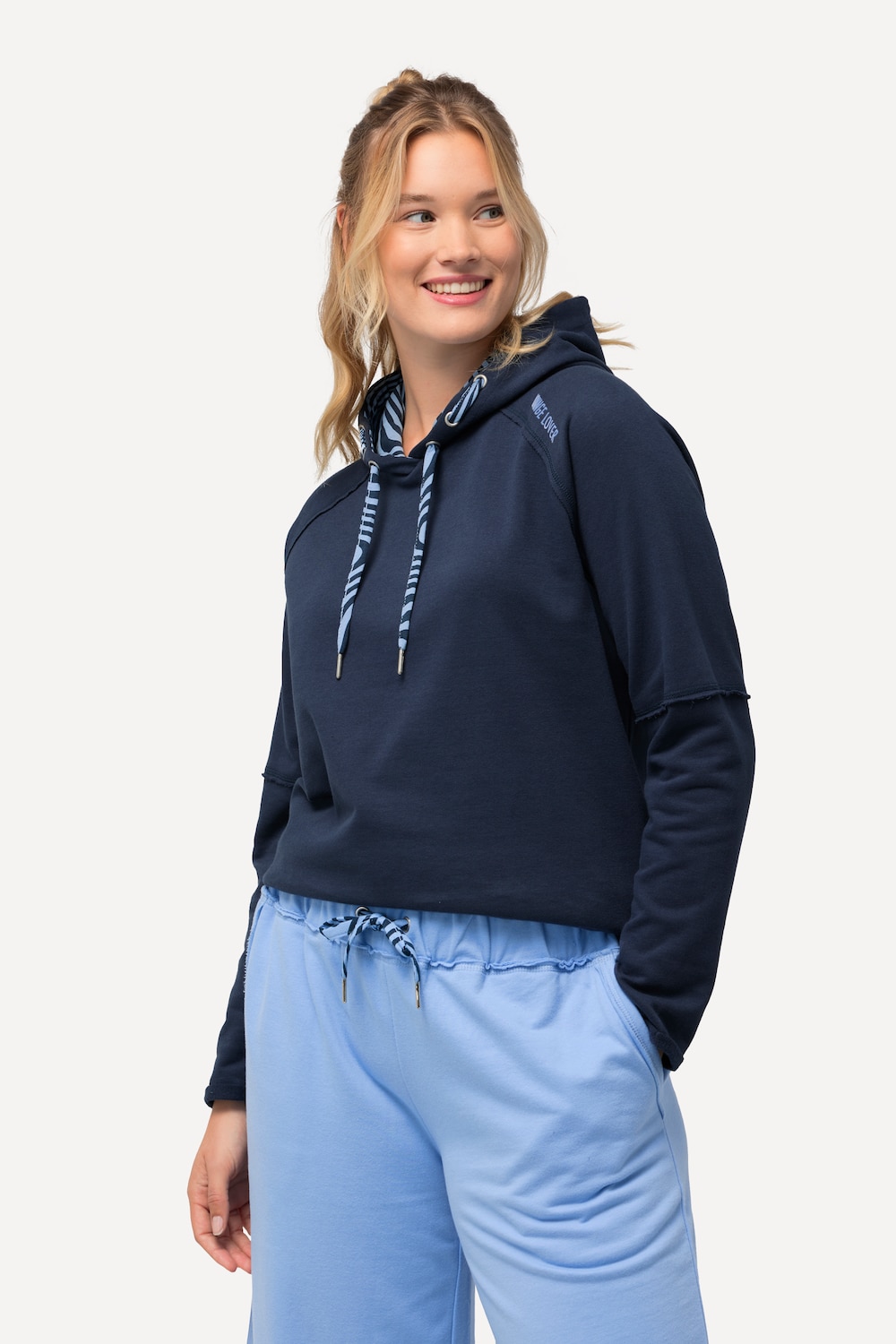 Grote Maten Loungewear-hoodie, Dames, blauw, Maat: 62/64, Katoen/Polyester, Ulla Popken