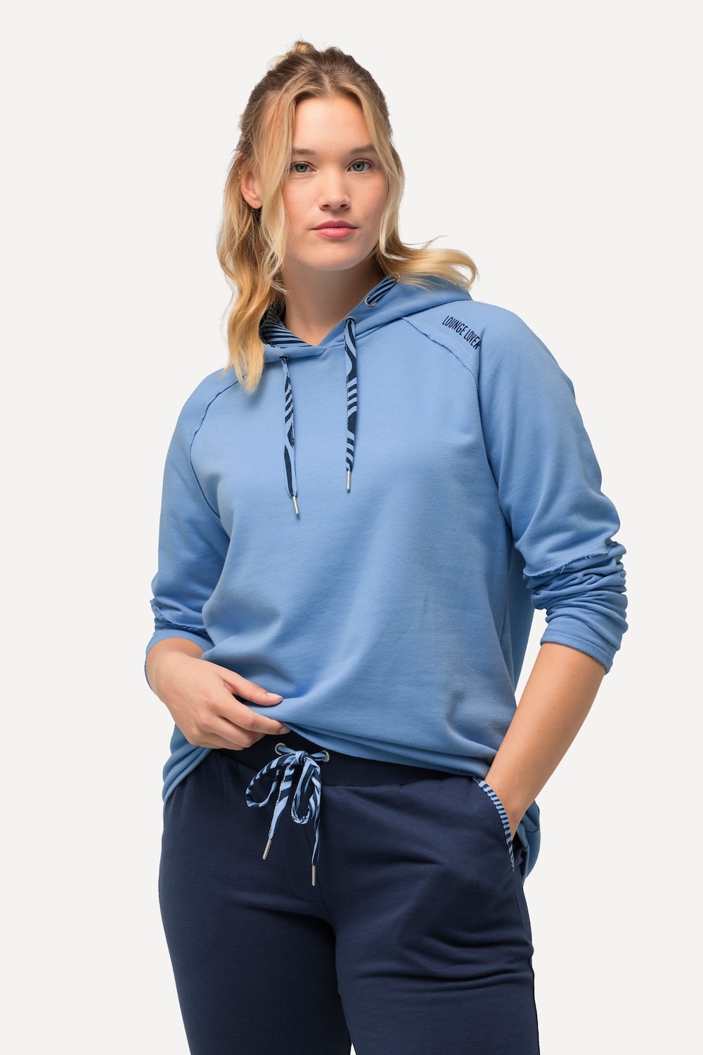 Grote Maten Loungewear-hoodie, Dames, blauw, Maat: 54/56, Katoen/Polyester, Ulla Popken