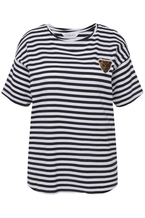 Pruhované tričko, oversize, leopardí motiv, kulatý výstřih, krátké rukávy