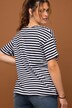 Koszulka w paski, oversize, naszywka w panterkę, okrągły dekolt, rękaw 1/2
