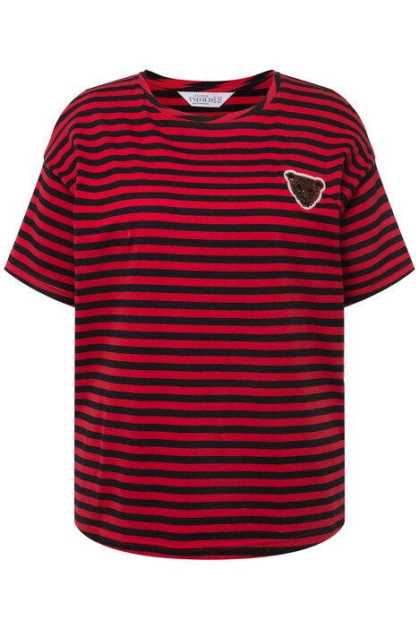 Pruhované tričko, oversize, leopardí motiv, kulatý výstřih, krátké rukávy