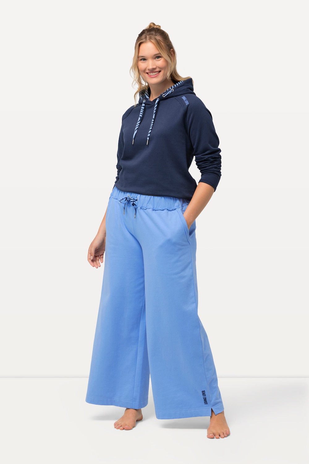 Grote Maten Loungewear-broek, Dames, blauw, Maat: 50/52, Katoen/Polyester, Ulla Popken