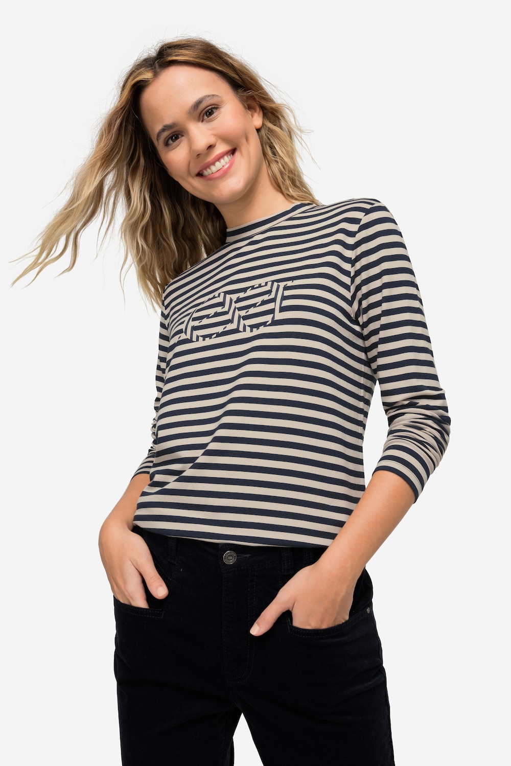 Große Größen Ringelshirt, Damen, blau, Größe: M, Viskose, LAURASON