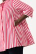Stripe A-Line 3/4 Sleeve Tunic Blouse