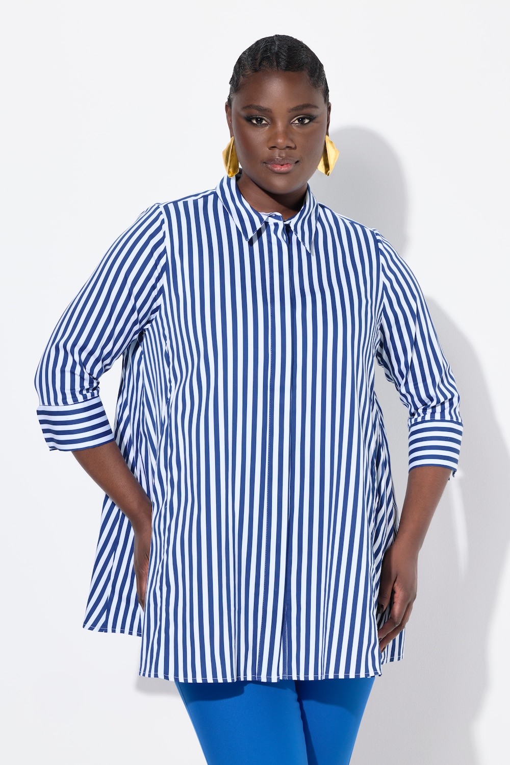 Große Größen Bluse, Damen, blau, Größe: 50/52, Baumwolle/Synthetische Fasern, Ulla Popken