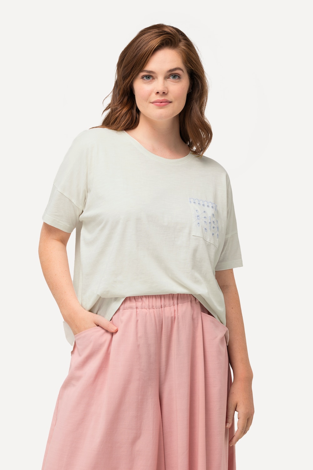 Grote Maten T-shirt, Dames, beige, Maat: 42/44, Katoen, Ulla Popken