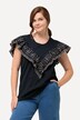 Eco Cotton Embroidery Ruffle Cap Sleeve Tee