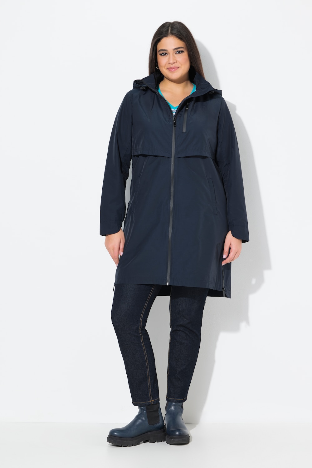 Große Größen Parka, Damen, blau, Größe: 42/44, Polyester/Baumwolle/Synthetische Fasern, Ulla Popken