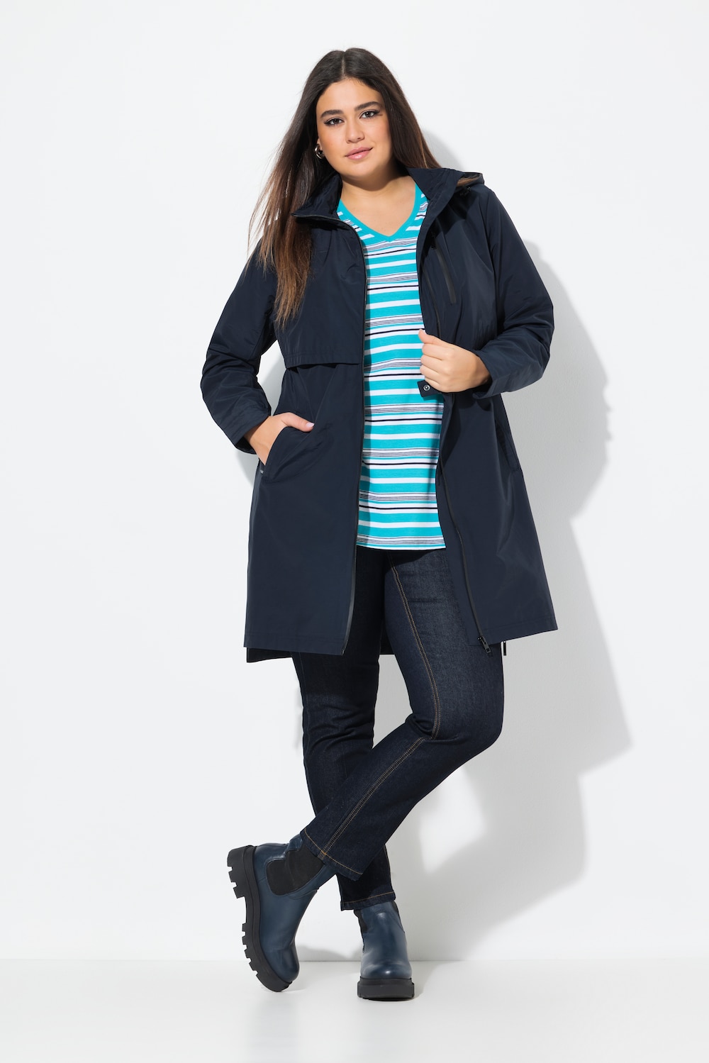 Große Größen Parka, Damen, blau, Größe: 54/56, Polyester/Baumwolle/Synthetische Fasern, Ulla Popken