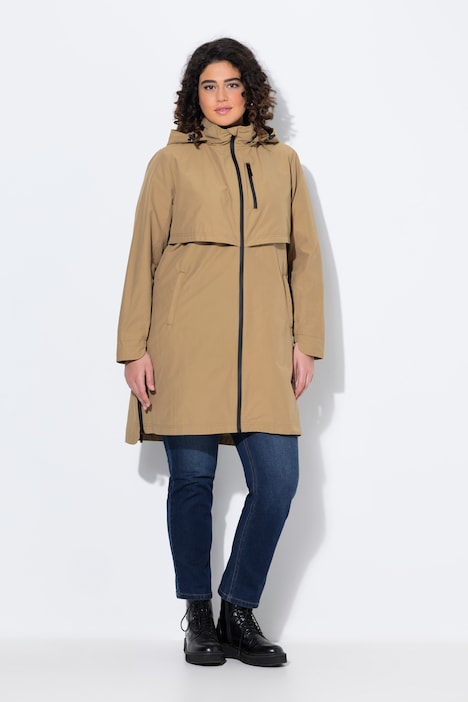 Parka con spacchetti laterali con zip, tasche con zip e cappuccio