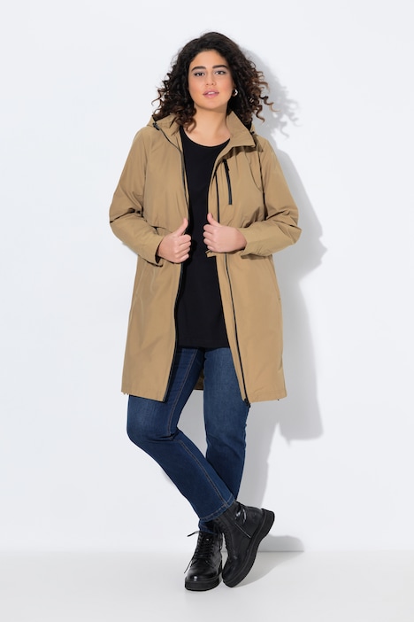 Parka con spacchetti laterali con zip, tasche con zip e cappuccio