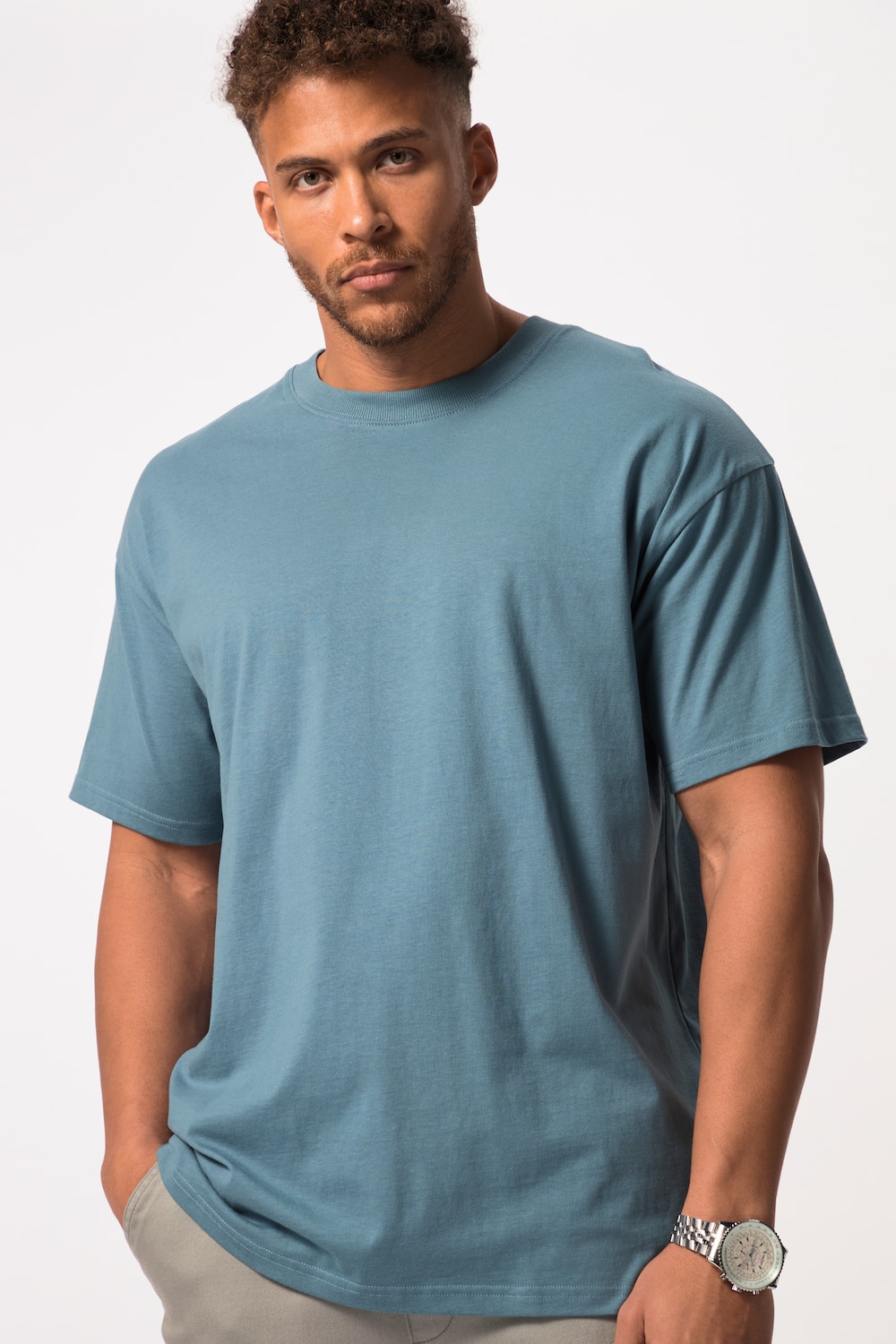 Grote Maten STHUGE T-shirtmale, blauw, Maat: 4XL, Katoen, STHUGE