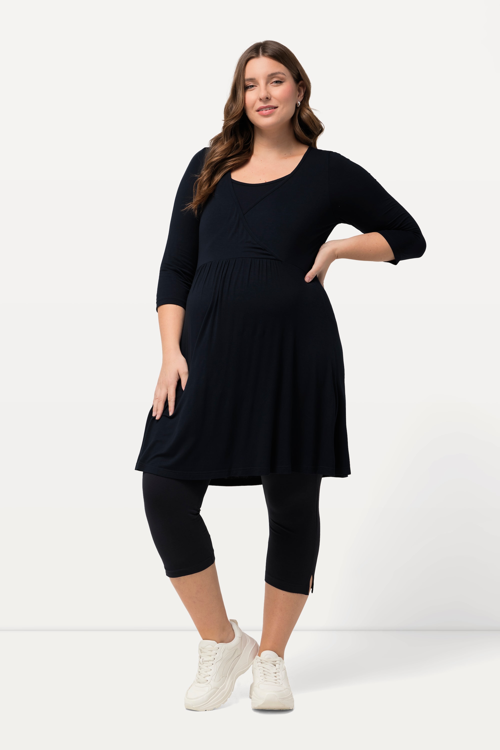 Ulla Popken Damen große Größen Bellieva Longshirt Rundhals 3 4 Arm