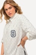 Overhemdblouse, stippen, overhemdkraag, lange mouwen, langer achterpand