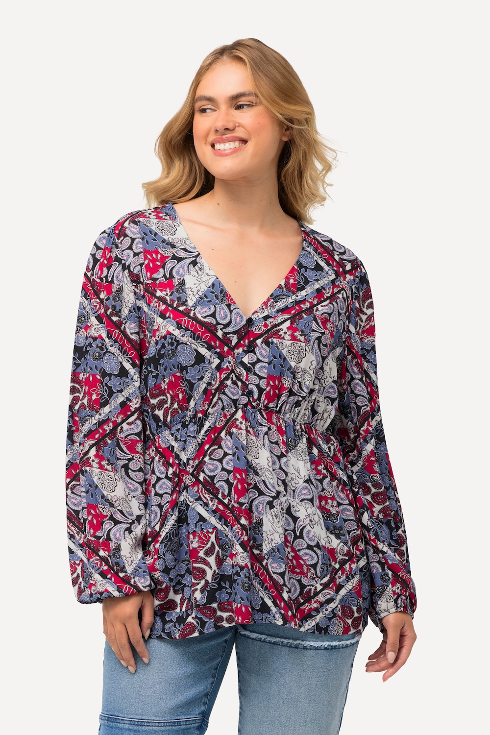 Große Größen Bluse, Damen, blau, Größe: 50/52, Viskose, Ulla Popken