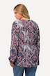 Bluse, Patchmuster, Schößchen, V-Ausschnitt, Langarm