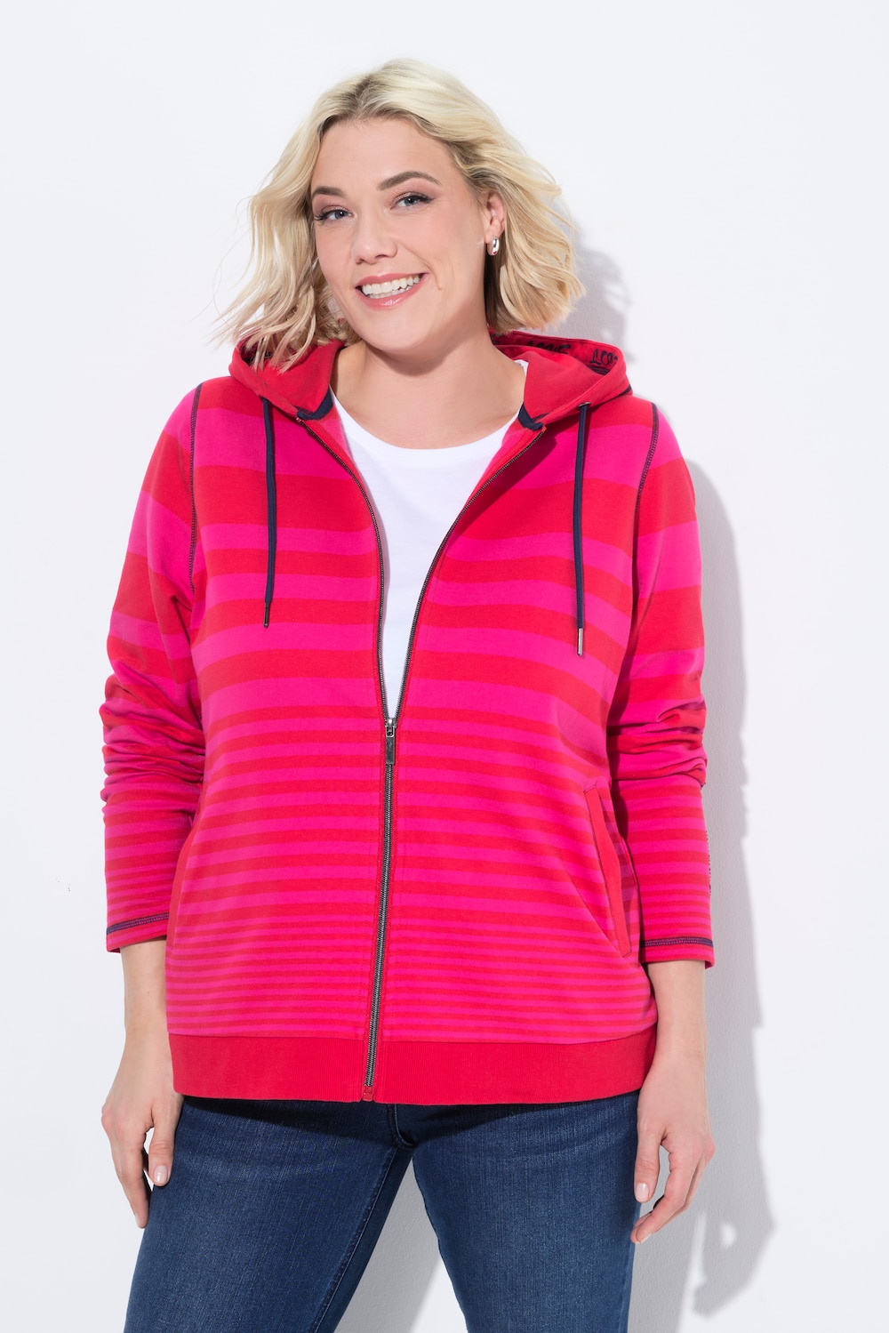 Große Größen Hoodie-Jacke, Damen, rot, Größe: 62/64, Baumwolle/Polyester, Ulla Popken