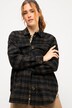 Koszula flanelowa w kratę, oversize, kołnierzyk koszulowy, raglanowe długie rękawy