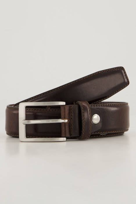 Leather belt, business, genuine cow leather, up to 67 inches