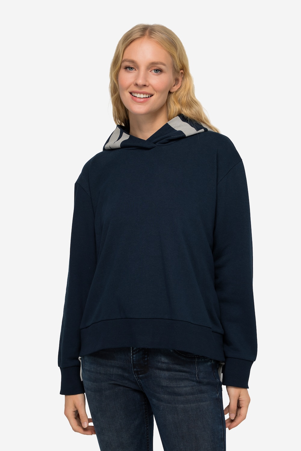 Große Größen Hoodie, Damen, blau, Größe: M, Baumwolle/Polyester, LAURASON