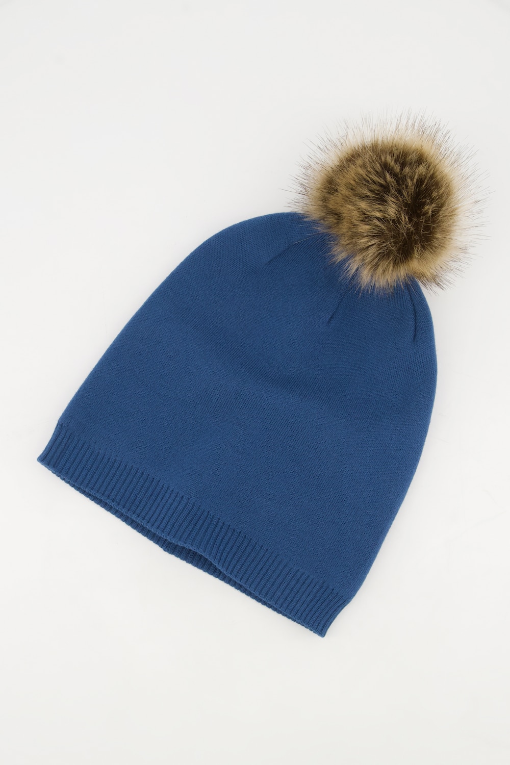 grandes tailles bonnet en maille fine et douce avec un pompon moelleux, femmes, bleu, taille: one size, viscose/fibres synthétiques, ulla popken