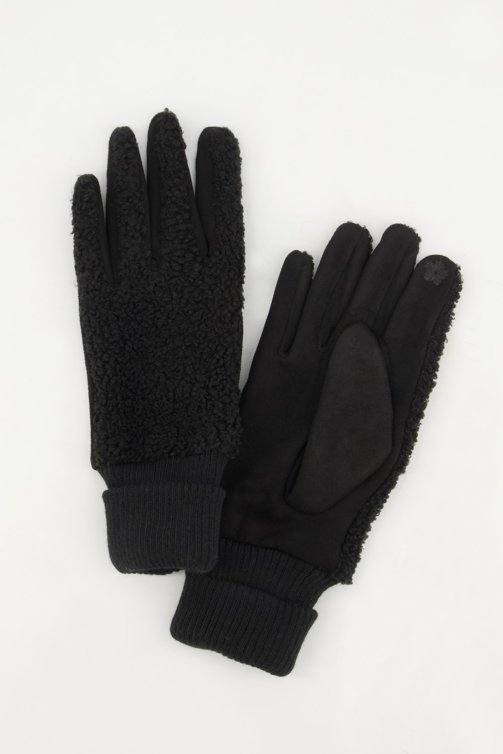 grandes tailles gants en polaire moelleuse, femmes, noir, taille: one size, polyester, ulla popken