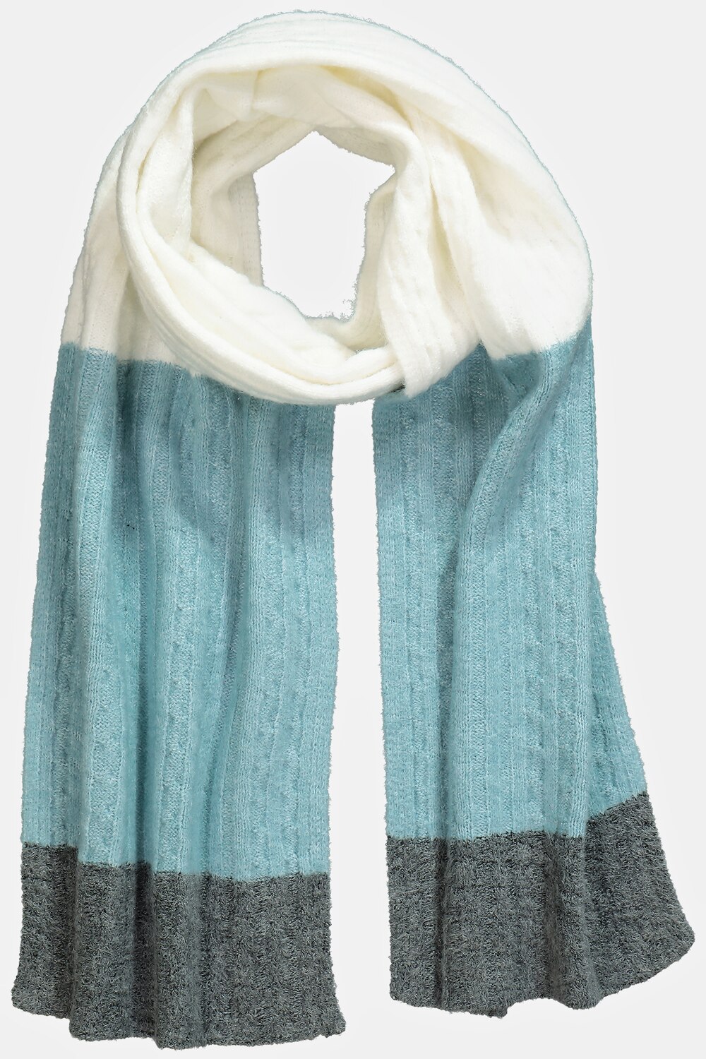 Grote Maten Gebreide sjaal, Dames, turquoise, Maat: One Size, Synthetische vezels/Polyester, Ulla Popken