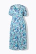 Vestido maxi de jersey, flores, cuello redondo, media manga