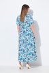 Vestido maxi de jersey, flores, cuello redondo, media manga