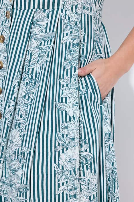 Maxi jurk van jersey, bloemen, ronde hals, korte mouwen