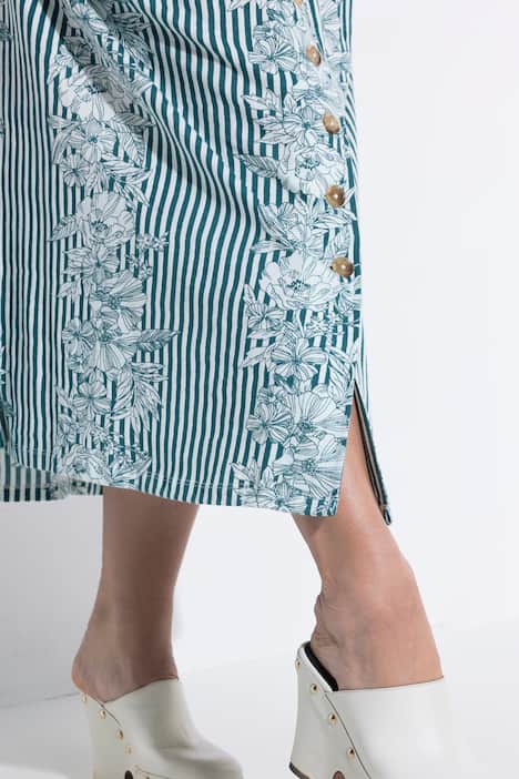 Maxi jurk van jersey, bloemen, ronde hals, korte mouwen