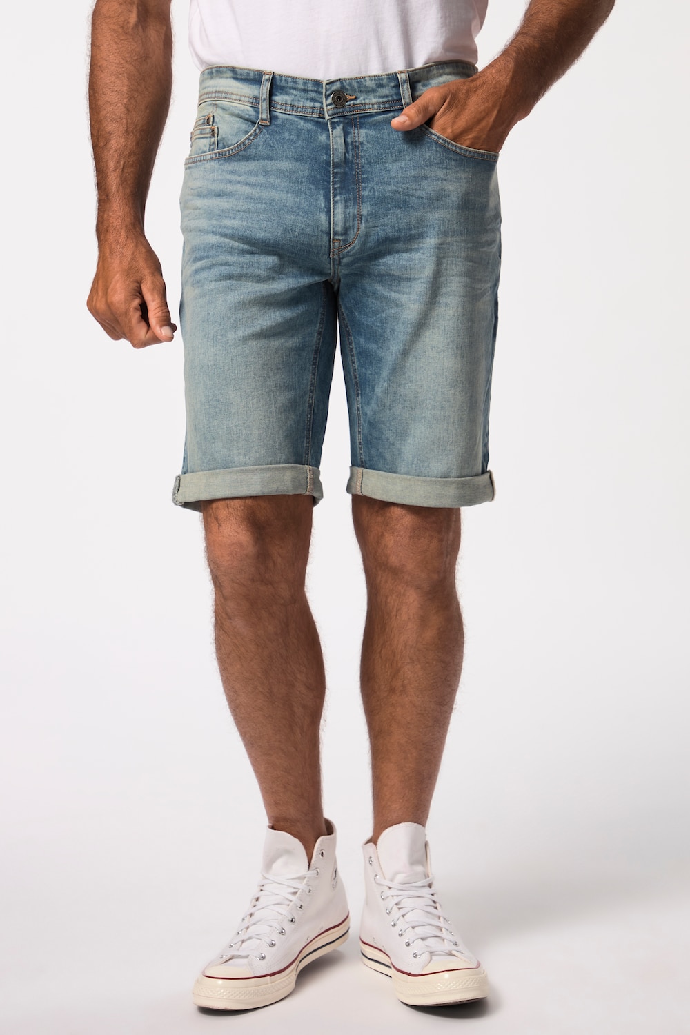 grandes tailles bermuda en jean ventre confort, hommes, gris, taille: 52, coton, jp1880