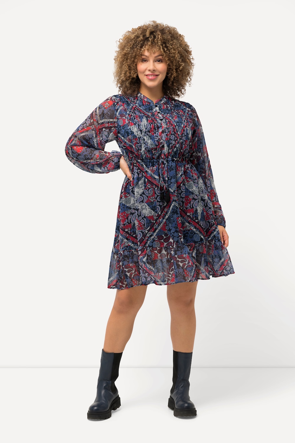 Große Größen Kleid, Damen, blau, Größe: 42/44, Polyester, Ulla Popken